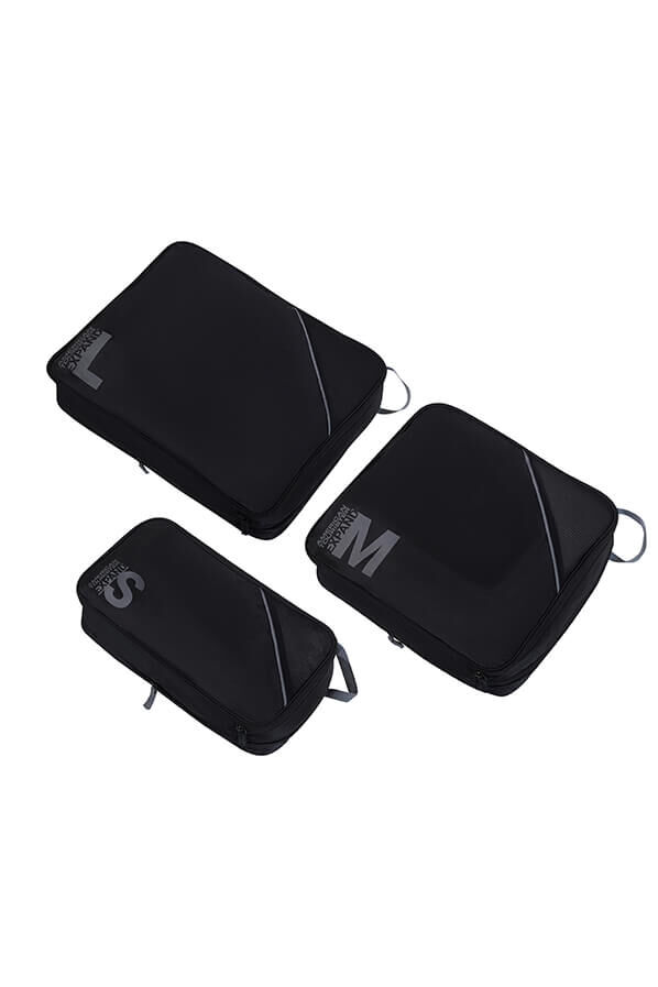 Packing Cubes Set of 3 Packing Cubes | American Tourister American Tourist. Ta Packing Cubes S/M/L  Black/Grey